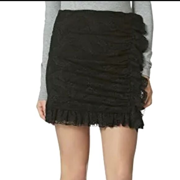 NWT Avec Les Filles Joyce Azria Lace Overlay Mini Skirt Black Size M Made in USA - Picture 1 of 8